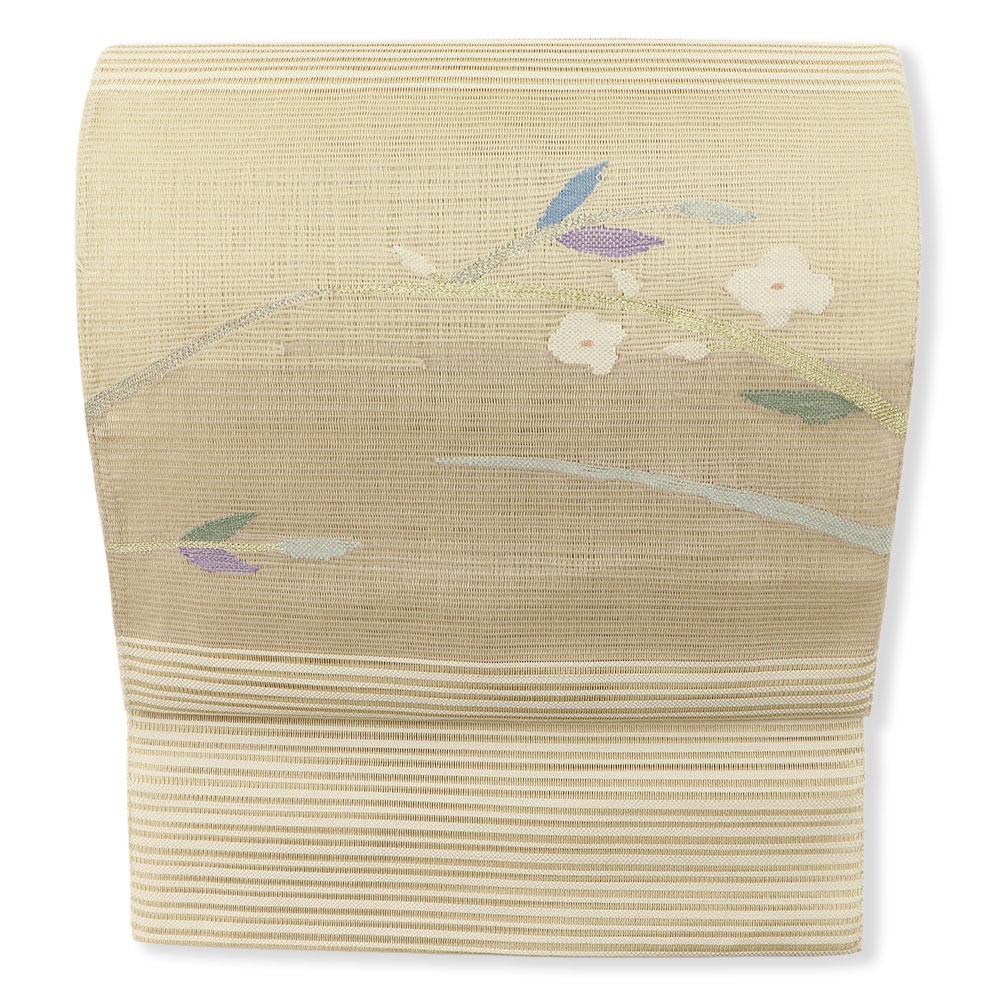 新品仕立て上がり夏八寸名古屋帯(枝花)