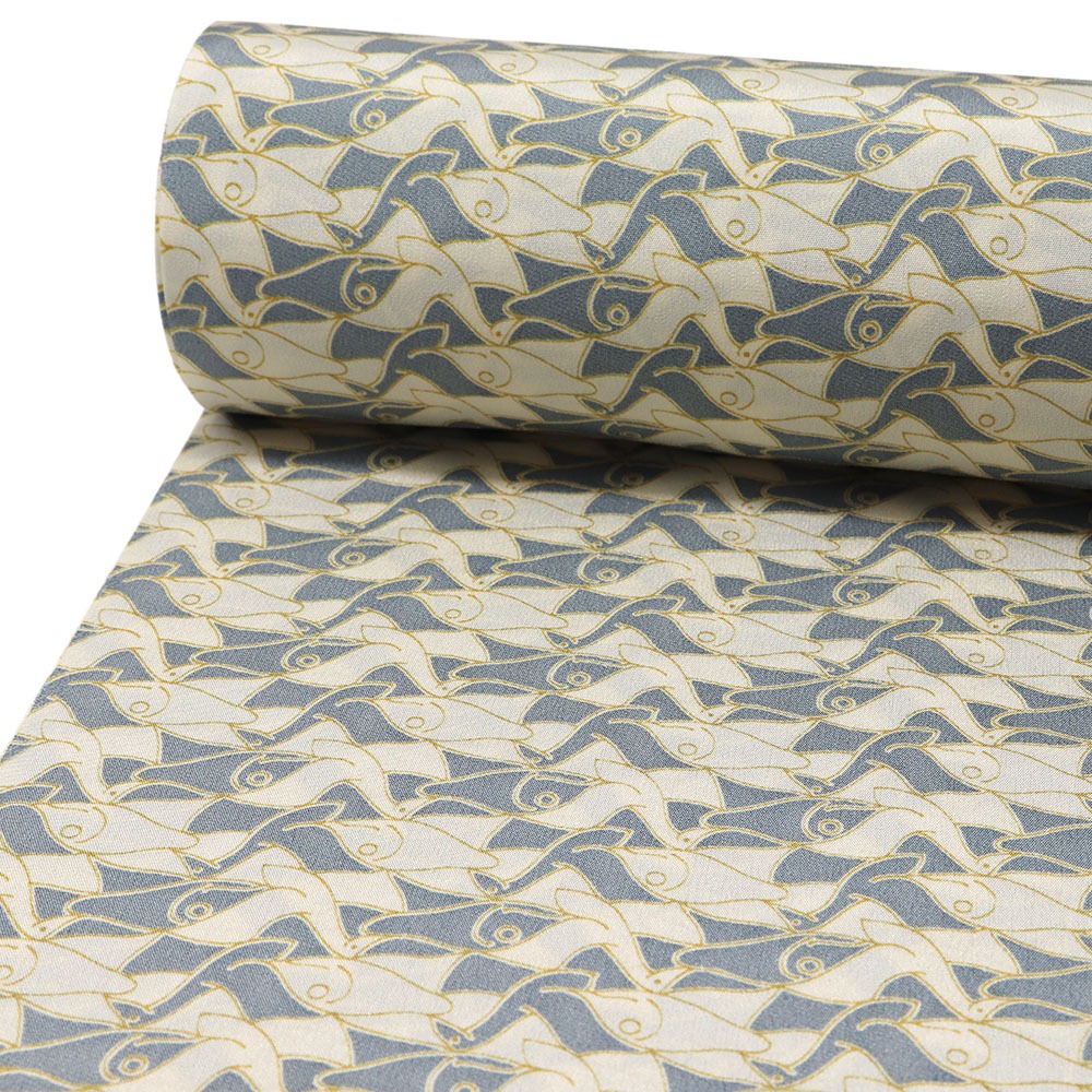 正絹長襦袢（鳥と魚）