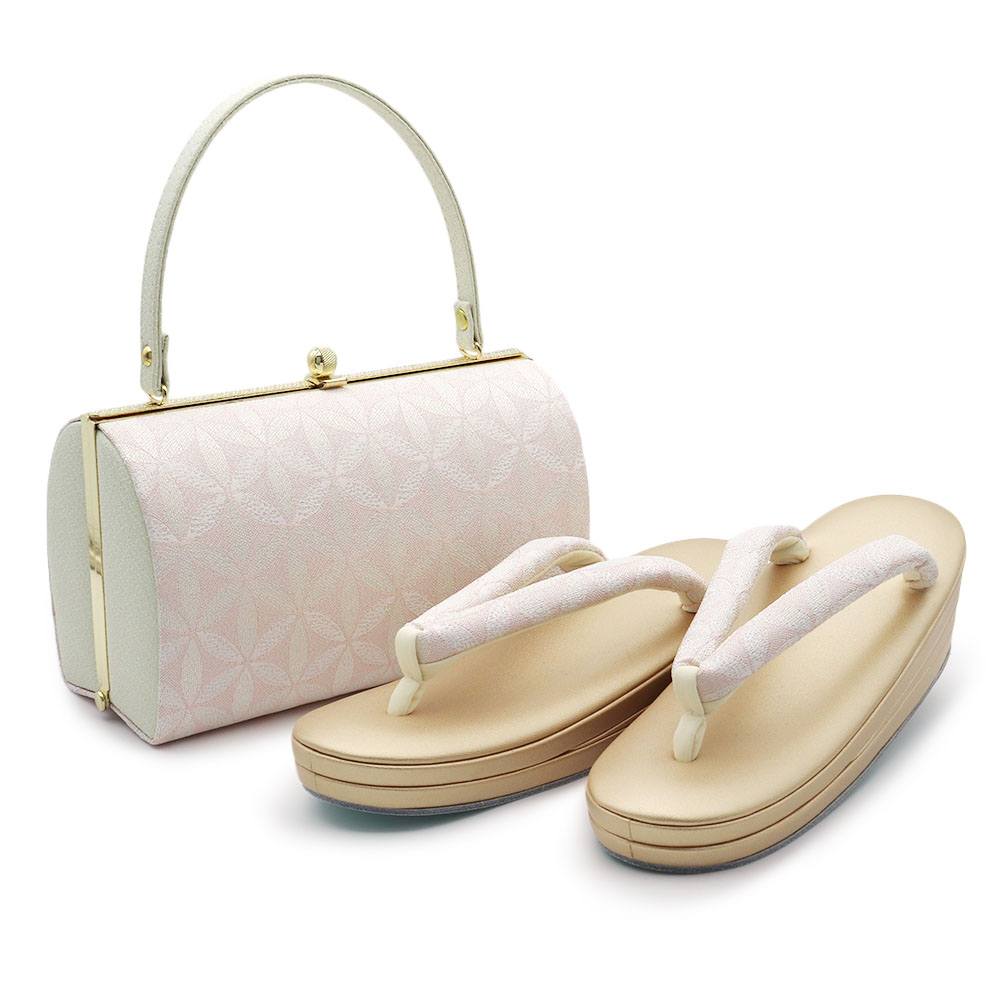 草履バッグセット（変わり七宝）【白梅】