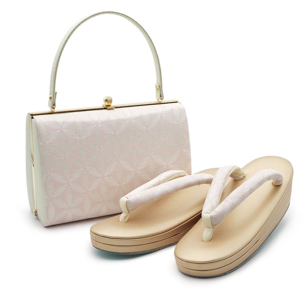 草履バッグセット（花七宝）【白梅】