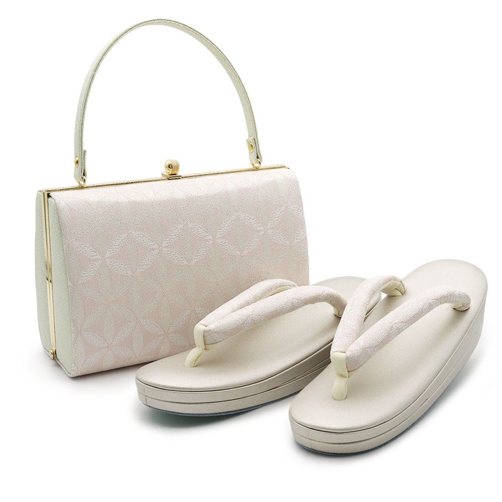 草履バッグセット（花七宝）【白梅】