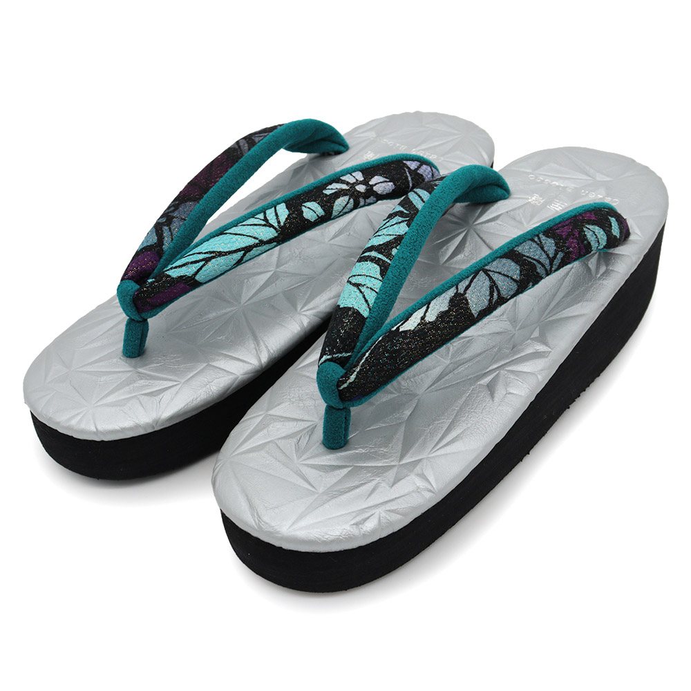 カフェ草履（シルバー/ステンドグラス）【カレンブロッソ×小室庵】