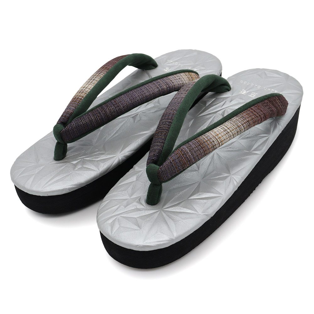 カフェ草履（シルバー/ぼかし）【カレンブロッソ×小室庵】