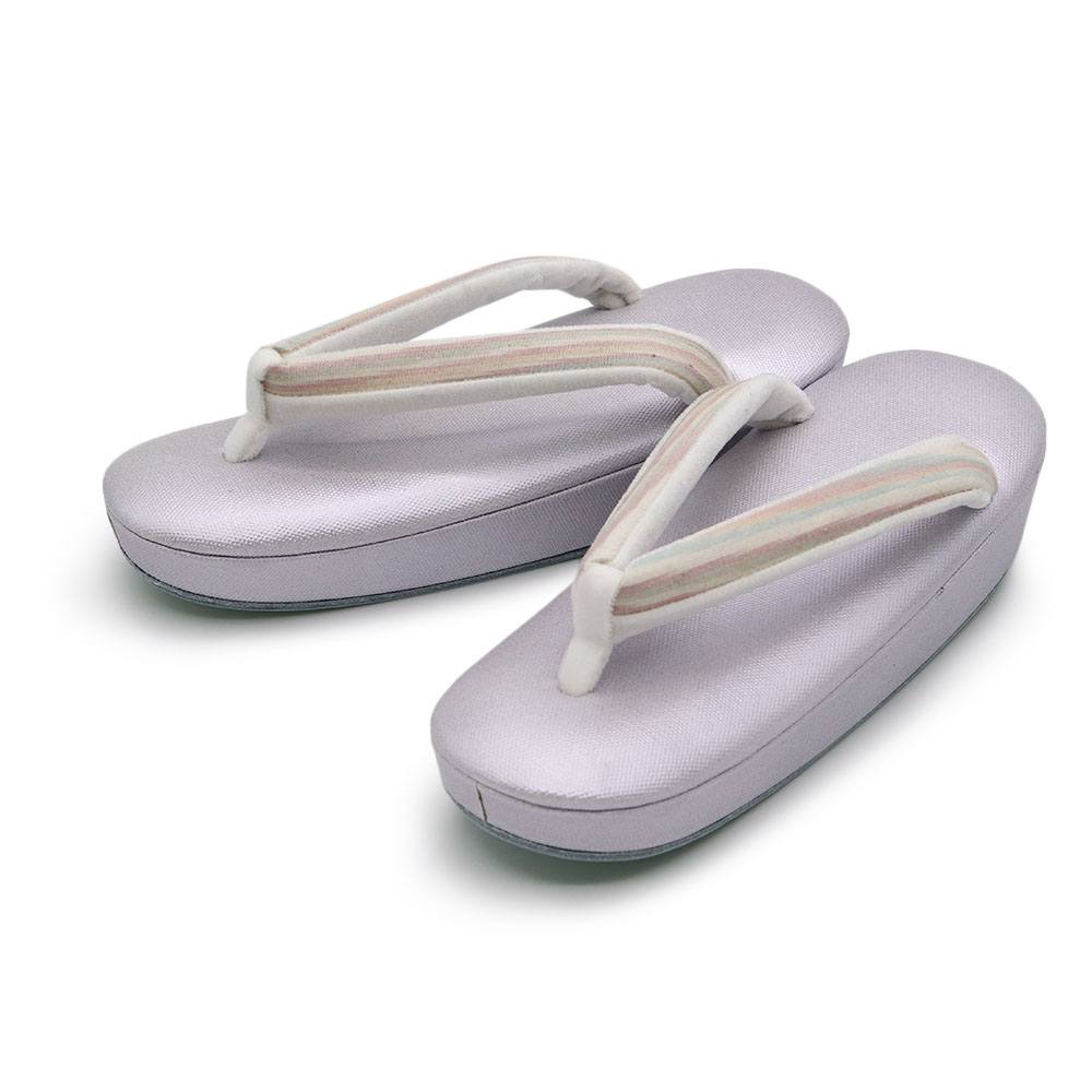 一枚芯草履（紬地）【白梅】