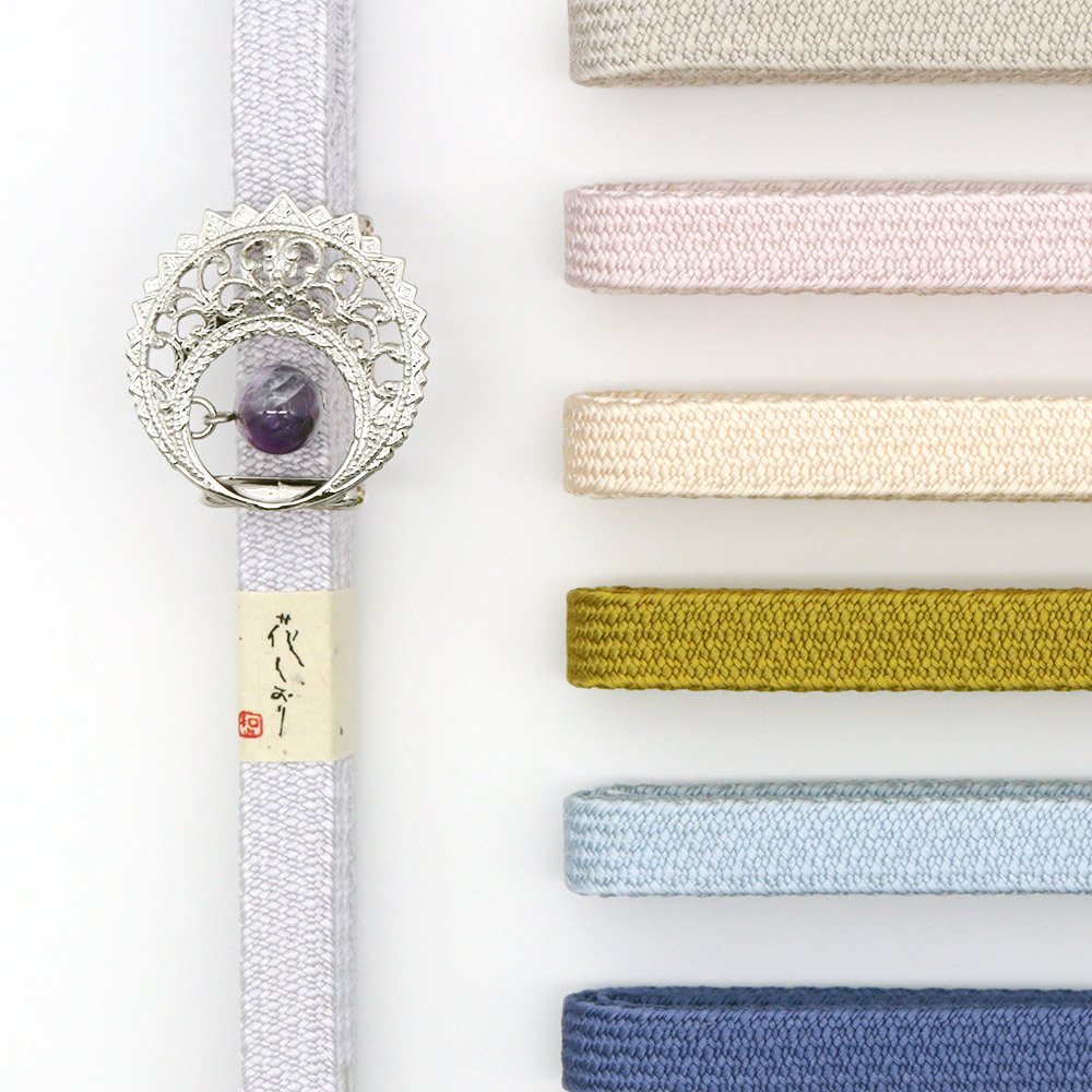 帯留付き三分紐帯締(三日月/パープル)【大原商店】