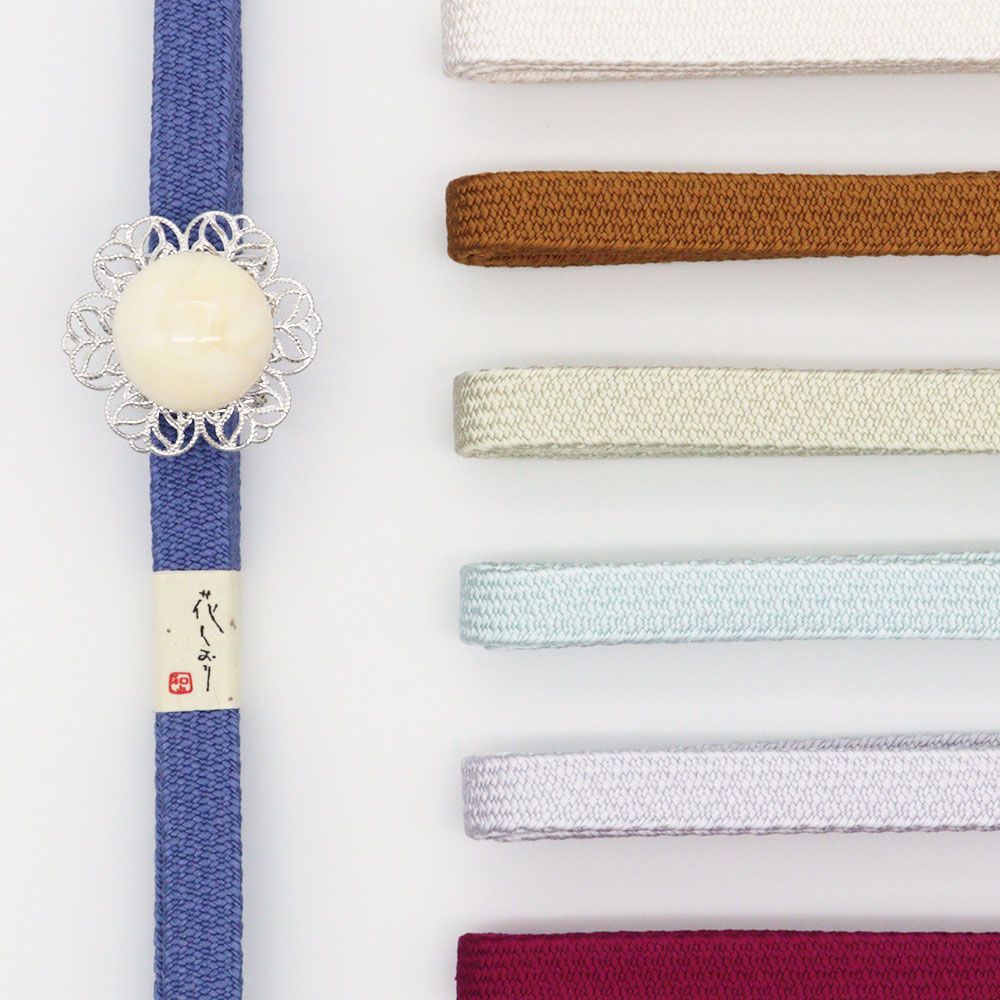 帯留付き三分紐帯締（フラワー/マーブル_大）【大原商店】