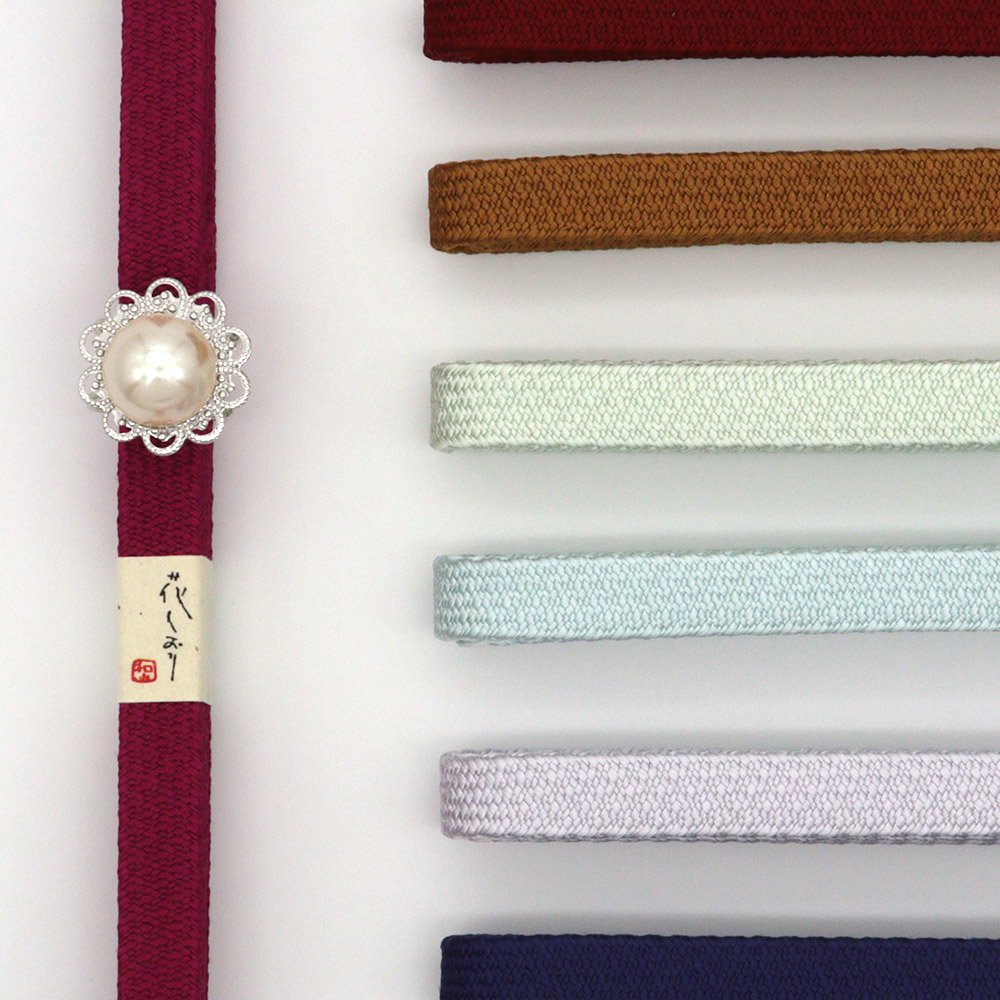 帯留付き三分紐帯締（プティフラワー/シルバー）【大原商店】