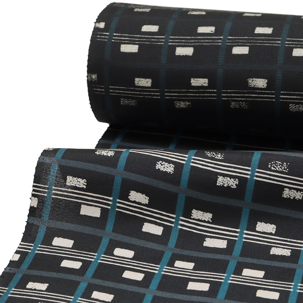 夏牛首紬（格子に角）『牛首四季衣』【白山工房】