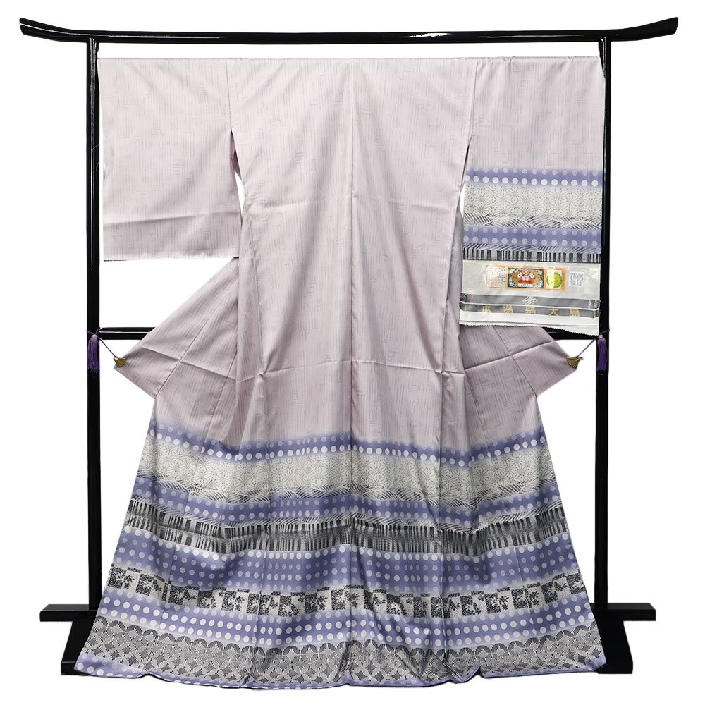 【仕立て代金込み】大島絵羽紬訪問着（幾何横段）