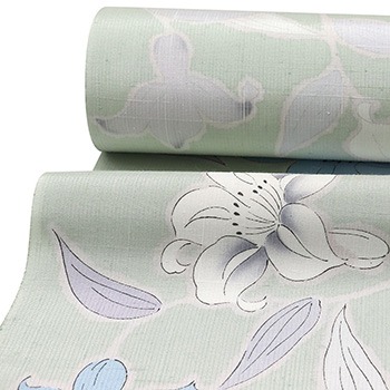 手座繰り赤城紬（草木染め/唐花）『創柳庵』【青柳】