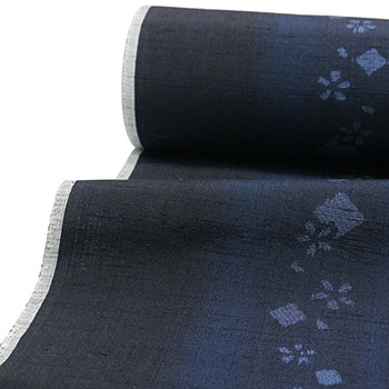 結城紬(80山亀甲/笹と小花)【渡邊綢糸】