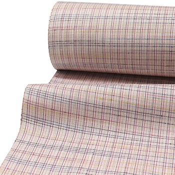 長井紬（みじん格子）『紅の乱縞』【渡源織物】