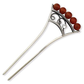 バチ型かんざし（天然石）【大原商店】