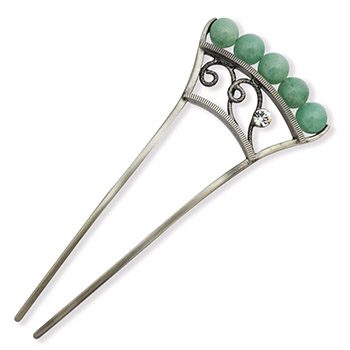 バチ型かんざし（天然石）【大原商店】