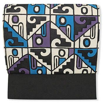 京紅型九寸名古屋帯(幾何)『アタカス帯地』【栗山吉三郎】