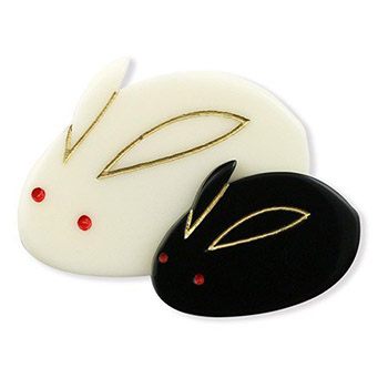 帯留（うさぎの親子）『花しおり』【大原商店】