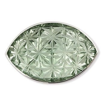 甲州貴石切子帯留（グリーンクォーツ/チェッカー×彩）【いち利モールオリジナル】