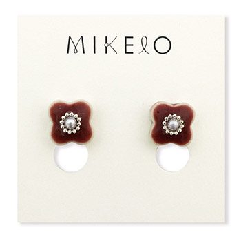 美濃焼ピアス(小花パール)【MIKELO】