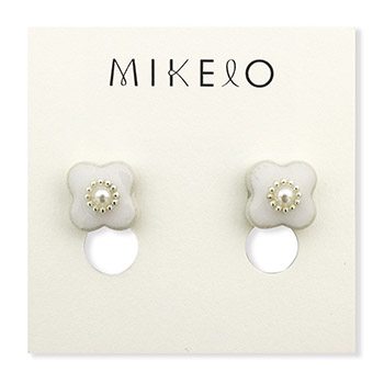 美濃焼ピアス(小花パール)【MIKELO】