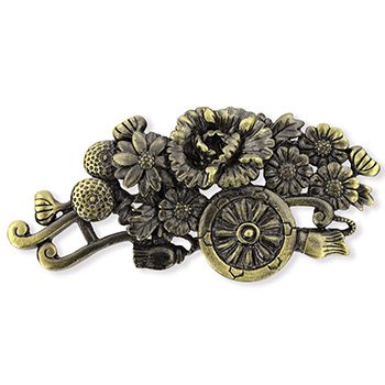 ブロンズ帯留（花車）