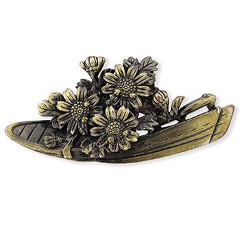 ブロンズ帯留（花舟）