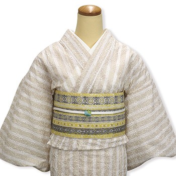 洗えるプレタ着物（縞）『リュクスフラワーレース』