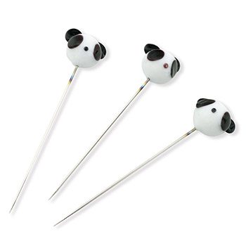 モレッティガラスのまち針（3本セット）『パンダ』【いち利モールオリジナル】