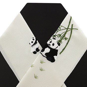 刺繍半衿（パンダの親子）【いち利モールオリジナル】