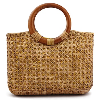 巾着付きラタンバッグ