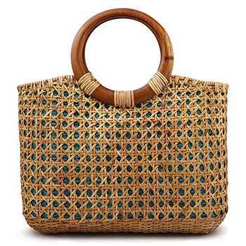 巾着付きラタンバッグ