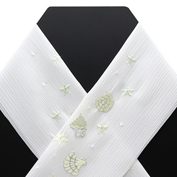 刺繍楊柳半衿（貝殻）【いち利モールオリジナル】