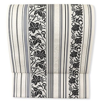 博多八寸名古屋帯（葡萄唐草間道）『博多絢爛』【井上絹織】