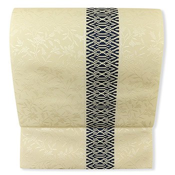 博多八寸名古屋帯（唐草）『黒穂間道』【森博多織】