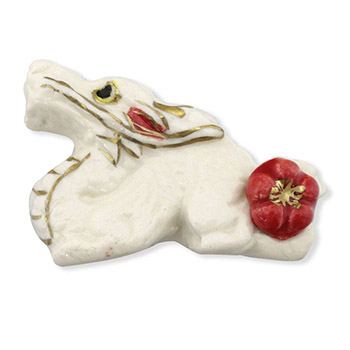 清水焼帯留（辰/紅梅）【馬籠静】