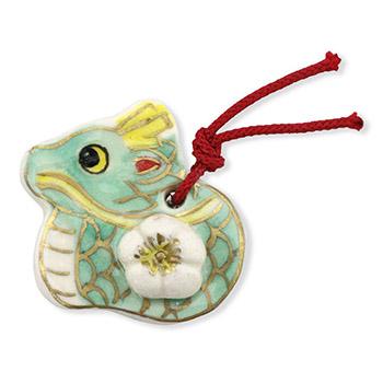 清水焼帯留（土鈴辰/白梅）【馬籠静】