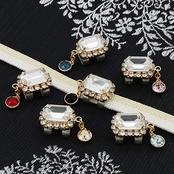 クリスタルガラス帯留（チャーム付き）【いち利モールオリジナル】