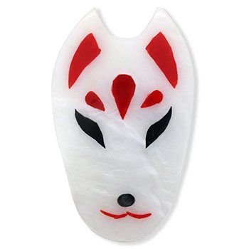 貝帯留（狐面）【リオン工芸】