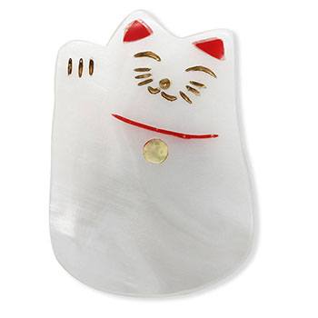 貝帯留（招き猫）【リオン工芸】