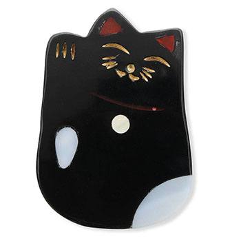 貝帯留（招き猫）【リオン工芸】