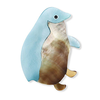 貝帯留（ペンギン）【リオン工芸】