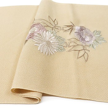 刺繍帯揚（花と竹）