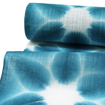 綿麻和晒浴衣（雪花絞り/麻の葉）【角野晒染】