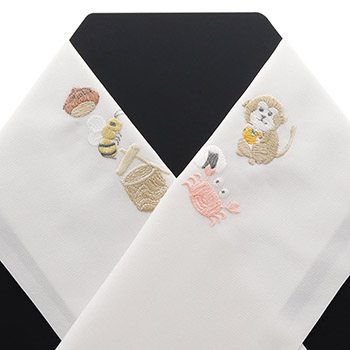 刺繍半衿(さるかに合戦)【いち利モールオリジナル】