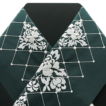 刺繍半衿(キルティングフラワー)【和風館ICHI×いち利モール】