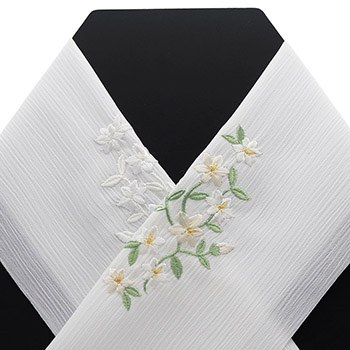 刺繍楊柳半衿(クチナシ)【いち利モールオリジナル】