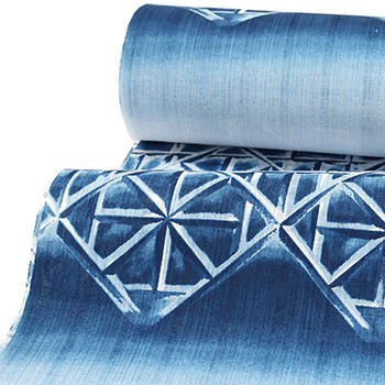 綿麻着尺（藍捺染/切子）【美術サロン】