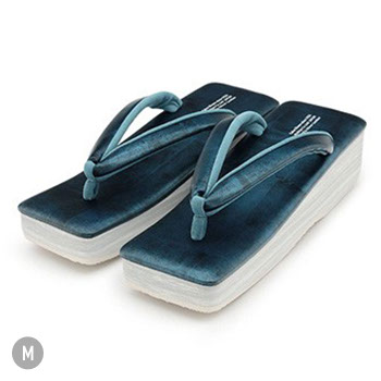 本革カフェ草履（スクエア型）『琳派シルバー』【カレンブロッソ】