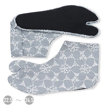 レース足袋(4枚コハゼ/グレーフラワー)【HARU】