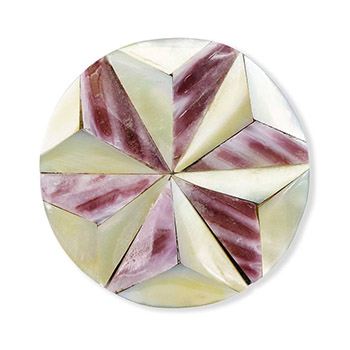 貝帯留（麻の葉/ラウンド）【リオン工芸】