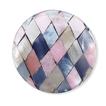 貝帯留（チェック/ラウンド）【リオン工芸】